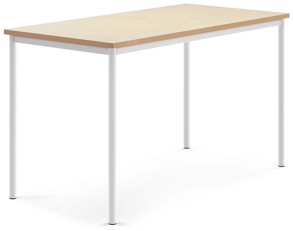 Stôl SONITUS, 1600x800x900 mm, linoleum - béžová, biela