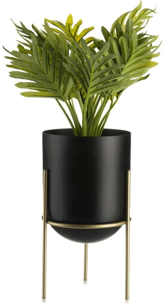 KOVOVÝ KVETINÁČ SO STOJANOM LOFT1 20X12 CM ČIERNA/ZLATÁ