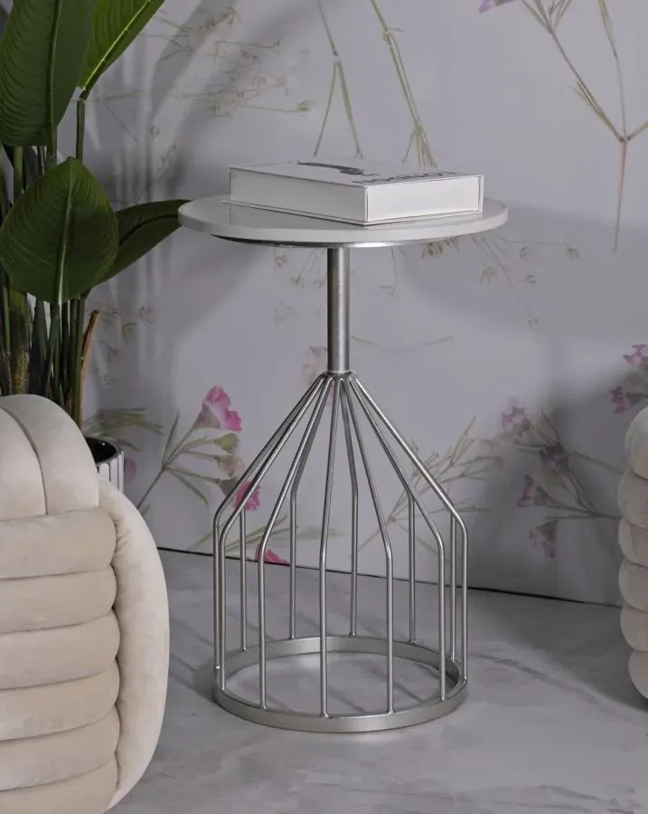 Odkladací stolík Cup 37 cm mramor/strieborný