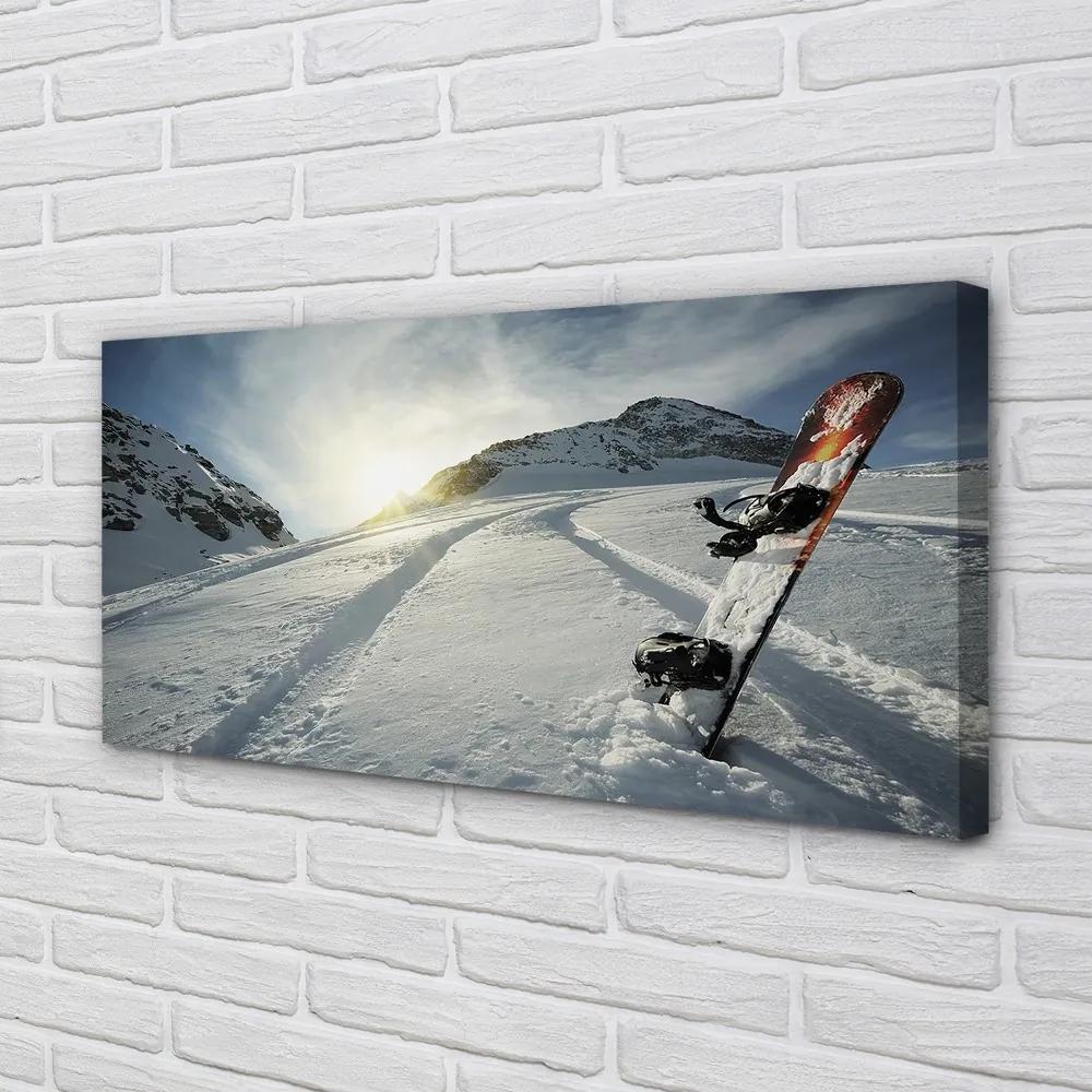 Obraz canvas Doska v snehu horách 140x70 cm