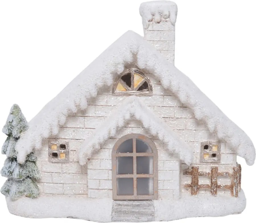 Biela keramická dekorácia v tvare domčeka Ewax Enchanted House, výška 33 cm