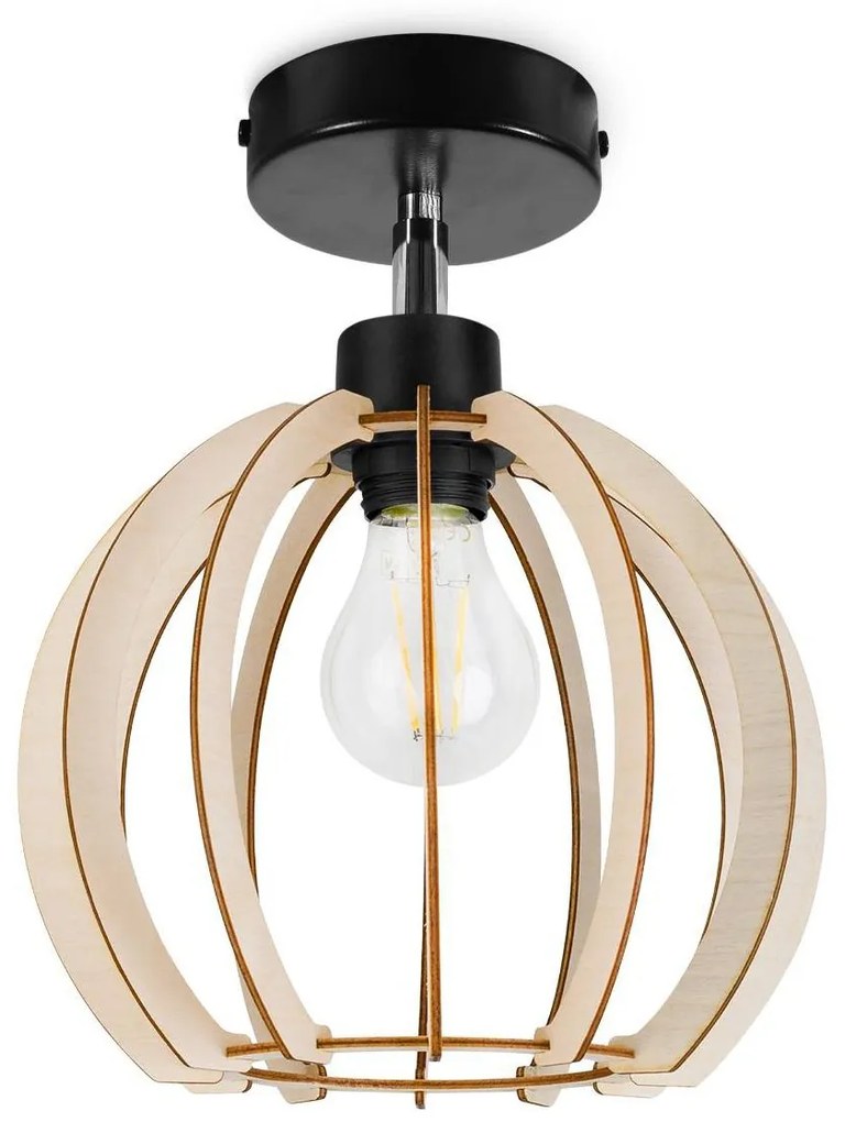 Bodové svietidlo Timber 9, 1x drevené tienidlo, kp