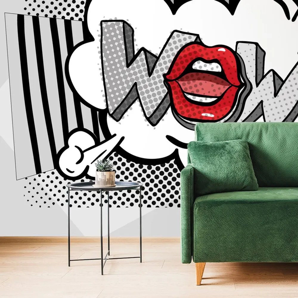 Tapeta štýlový šedý pop art - WOW!