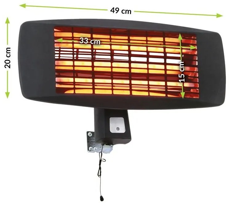 Mirpol Heat nástenný elektrický radiátor, ohrievač o výkone 2000W