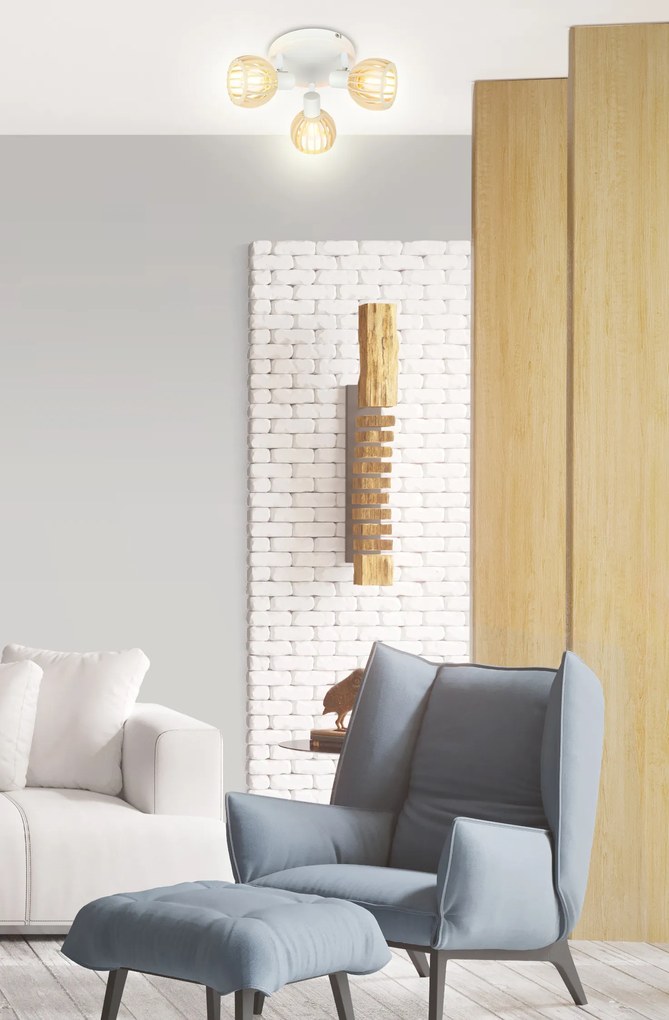 Candellux ATARRI Stropné svietidlo 3X25W E14 White Wood 98-68118