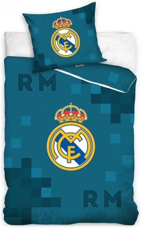 Carbotex · Futbalové posteľné obliečky FC Real Madrid - Dados Blue - 100% bavlna - 70x80 cm + 140x200 cm - Oficiálny produkt Realmadrid
