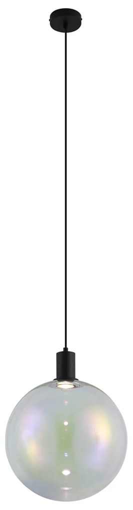 Dizajnové závesné svietidlo čierne s dúhovým sklom 35 cm - Mallon
