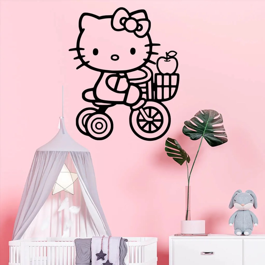 Veselá Stena Samolepka Mačička Hello Kitty Farba: modrá, Veľkosť: 80 x 66 cm