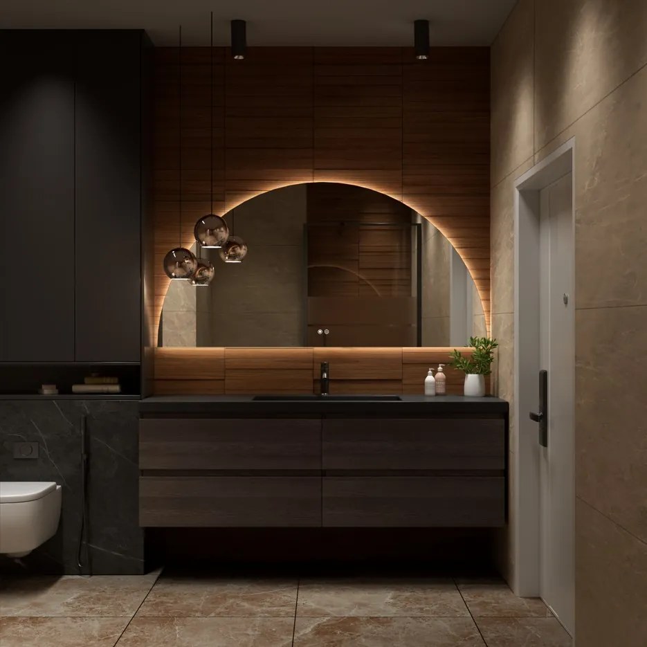 Erga Kori, polkruhové LED zrkadlo 80x160cm, 3220 lm, 3 farby svetla, ERG-V01-KORI-8016-CL