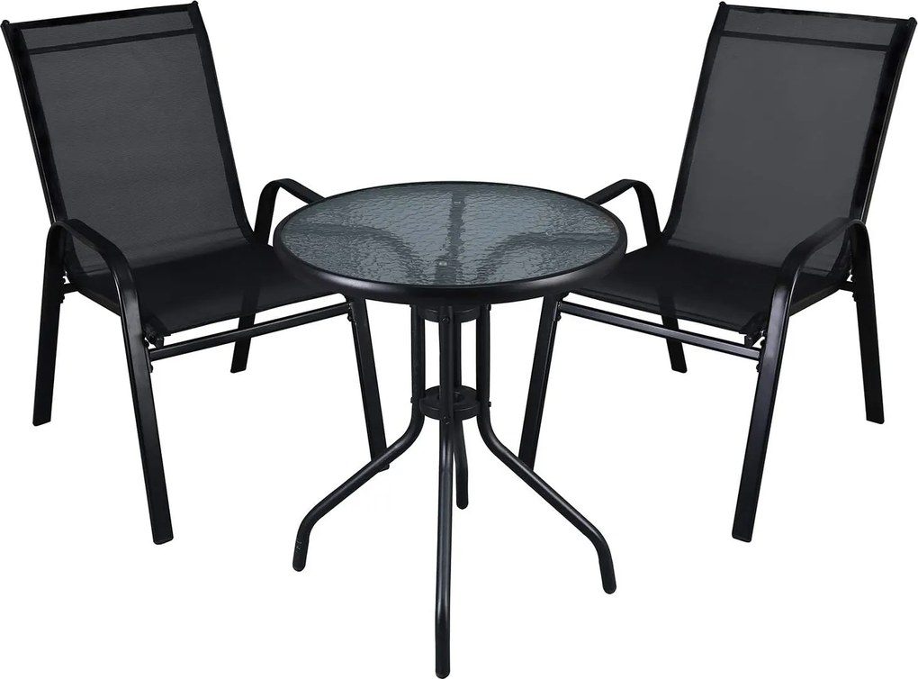 TRENDIE Zostava záhradného nábytku - 2 stoličky a stôl 60cm okrúhly