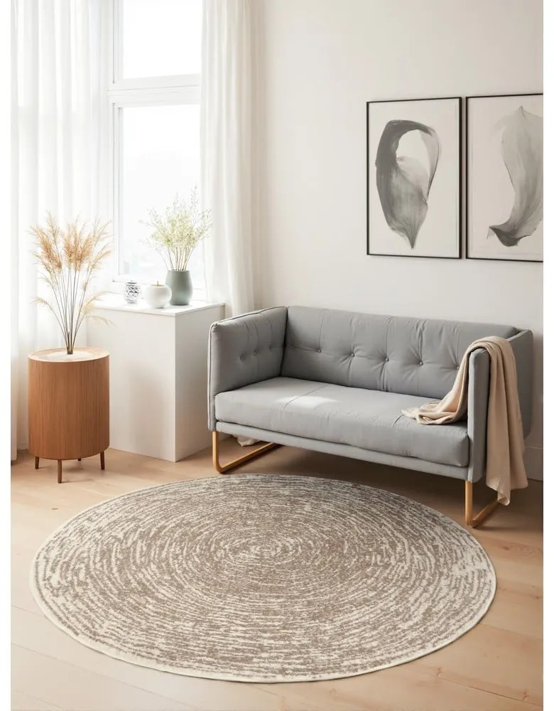 Béžovo-krémový okrúhly koberec ø 120 cm Gloria Cavallo – Hanse Home