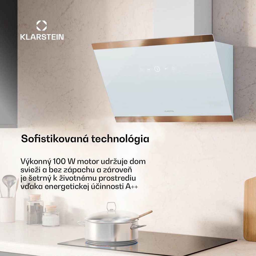 Klarstein FlashLine 60 digestor, A++, 578 m³/h, 3 úrovne, dotykový, tichý, LED, odsávanie/recirkulácia, 100 W