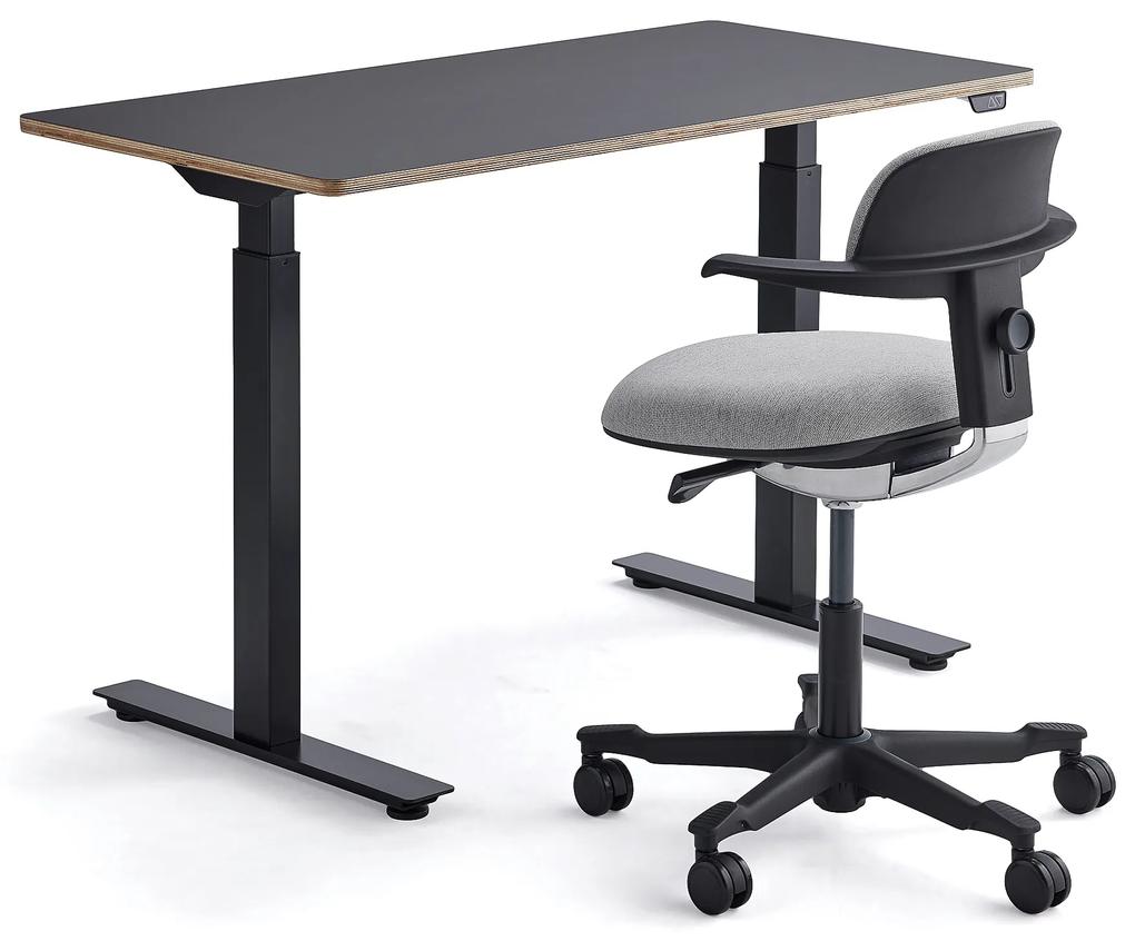 Zostava nábytku: 1 stôl Novus + 1 čierno/šedá kancelárska stolička Newbury