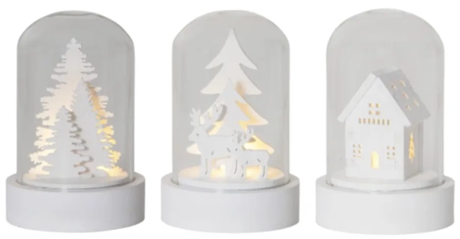 Biele svetelné dekorácie s vianočným motívom v súprave 3 ks ø 5,5 cm Kupol – Star Trading