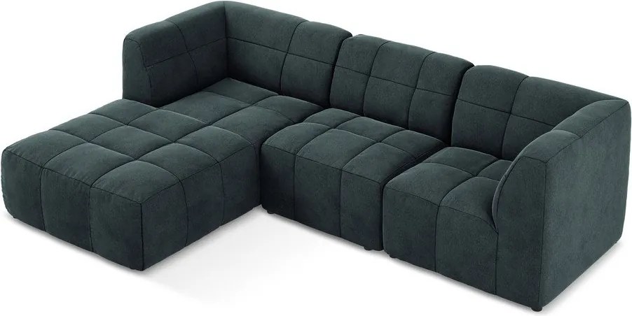 Modrá zamatová rohová pohovka (ľavý roh/s leňoškou) Aloha – Makamii