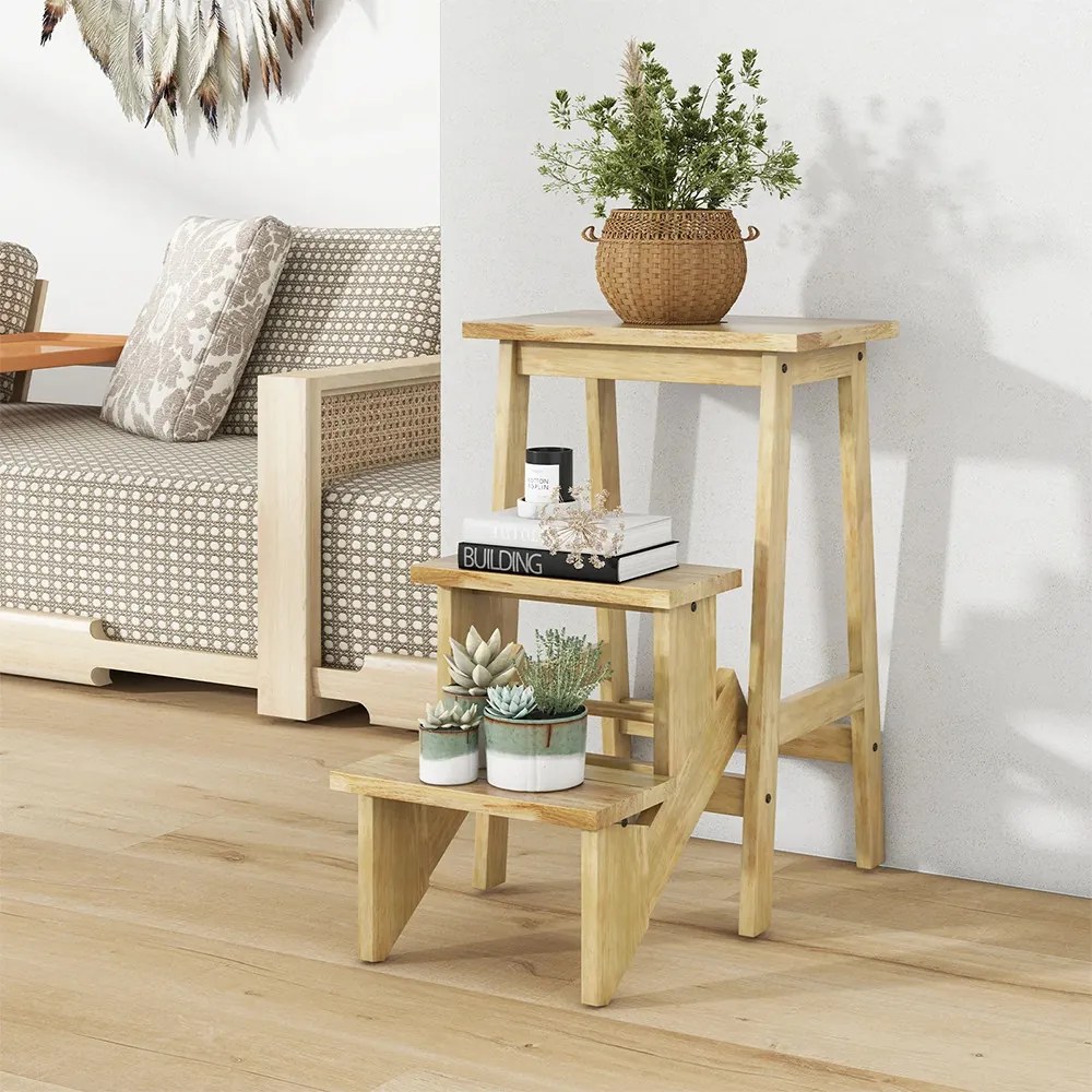 Skladací 3-stupňový stolička, prírodná