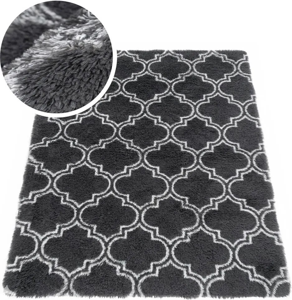 TZ Tmavosivý vzorovaný koberec shaggy Decor Latern Rozmer: 200x300 cm
