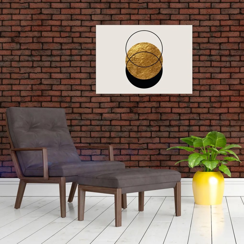 Obraz - Abstrakcia zlatá a biela N⁰2 (70x50 cm)