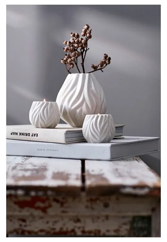 Biela porcelánová váza Morsø Flame, výška 15 cm