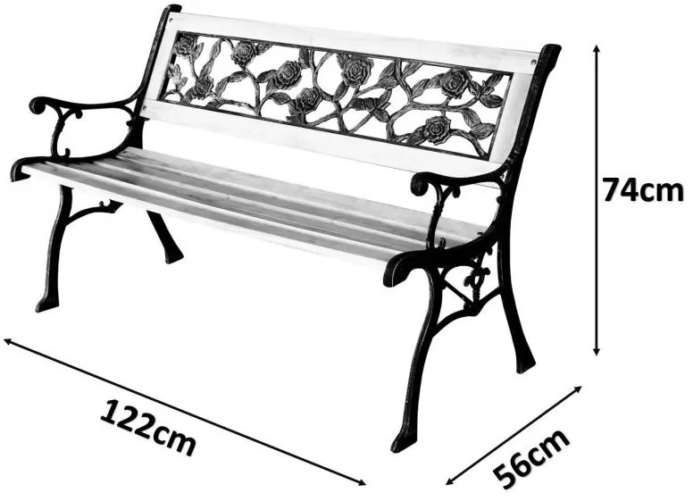 ShopJK ZÁHRADNÁ LAVIČKA 122 X 56 X 74 CM MEB2769
