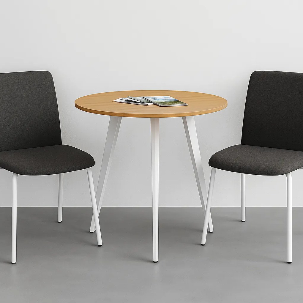 Konferenčný stôl PRIMO VIBE, priemer 60 cm, biela podnož, čerešňa