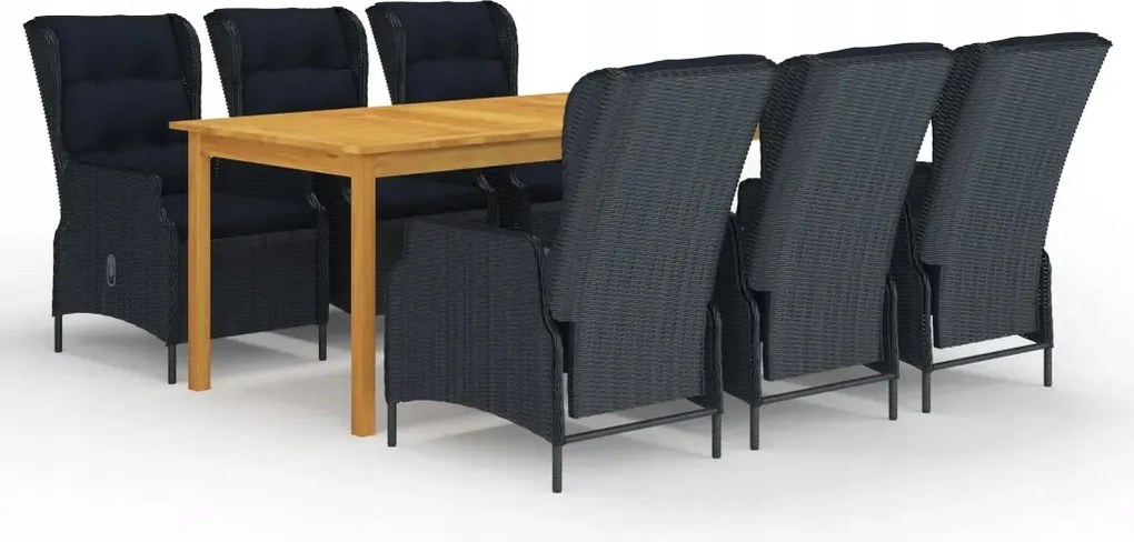 vidaXL 7-dielna záhradná jedálenská súprava tmavosivá