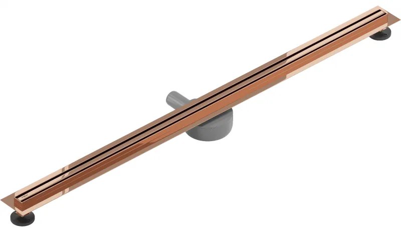 Mexen Flat nerezový sprchový žľab s rotačným 360° sifónom 110 cm, vzor SLIM, ružovo-zlatá, 1641110