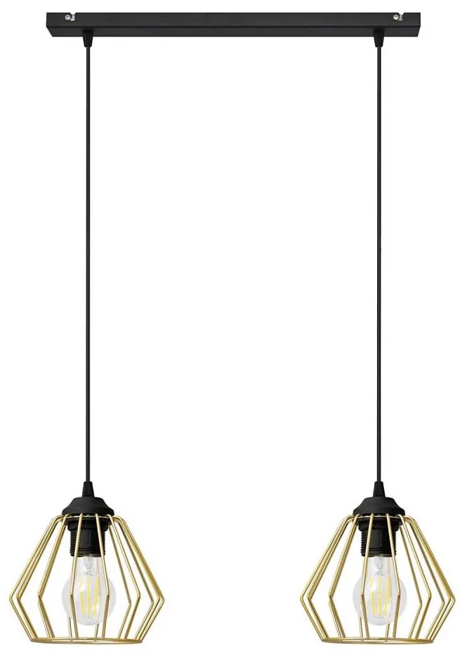 Luster na lanku AGAT 2xE27/15W/230V zlatá/čierna