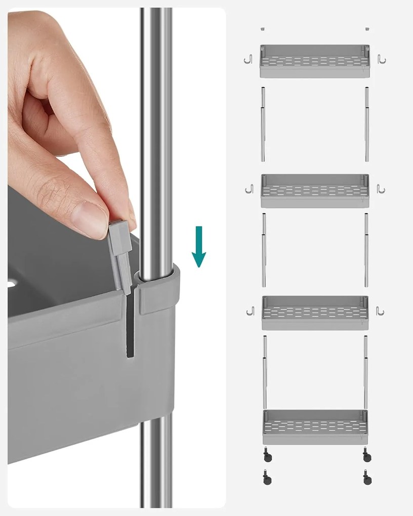 Pojazdný vozík Tulla 40 cm svetlosivý
