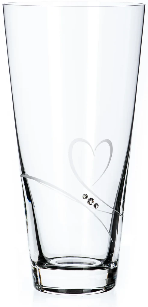 Dekorant svatby Svadobná kónická váza s menami zdobená Swarovski kamienkami Romance 25 cm