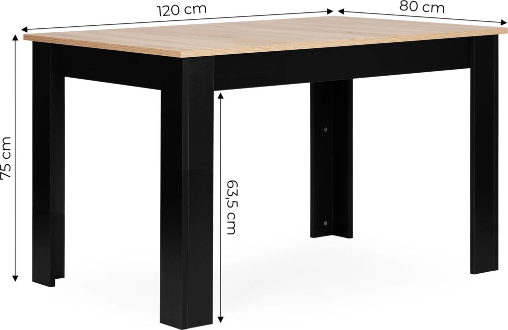 Jídelní stůl Rascals 120 cm dub sonoma/černý