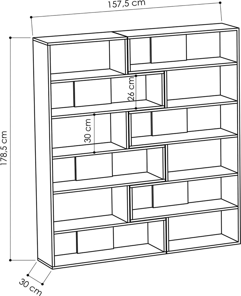 Moderná rohová knižnica Houseland Molly No.4 biela