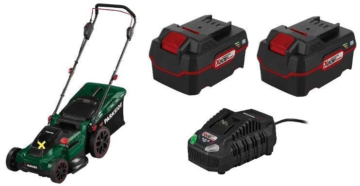Parkside® Aku kosačka na trávu Prma 40-Li D2 + Akumulátor PAP 20 B3 20 V/4 Ah, 2 kusy + Nabíjačka akumulátora 20 V/4,5 A PLG 20 C3 (800010128)