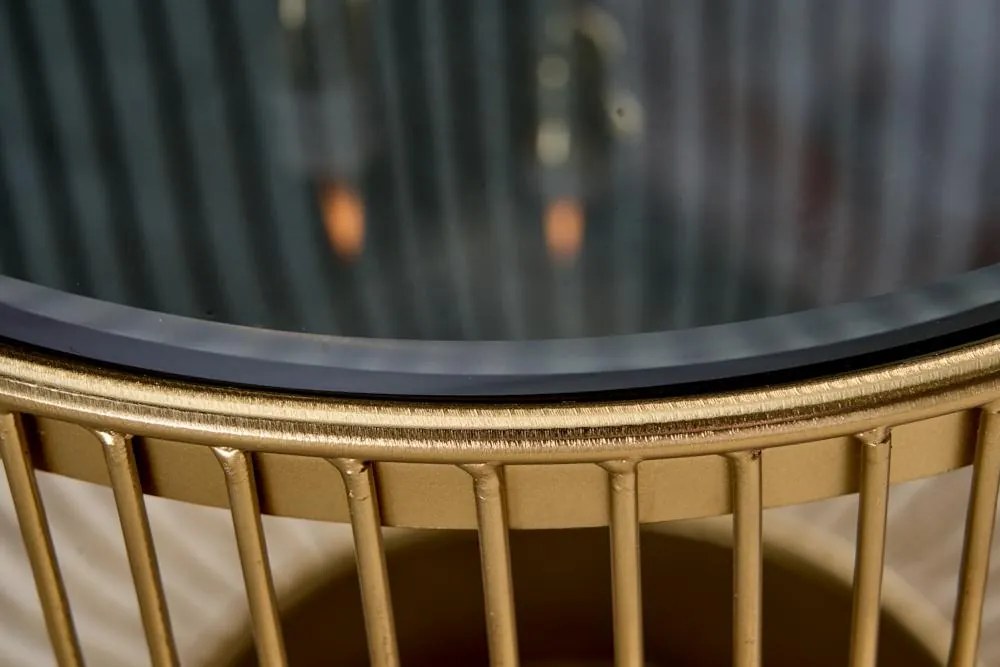 Filigránsky dizajnový konferenčný stolík VARIATION 50 cm zlatý, čierny