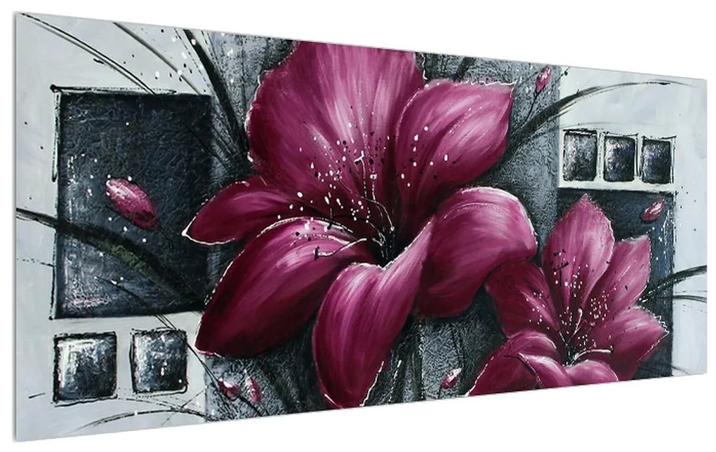 Moderný obraz kvetov (120x50 cm)