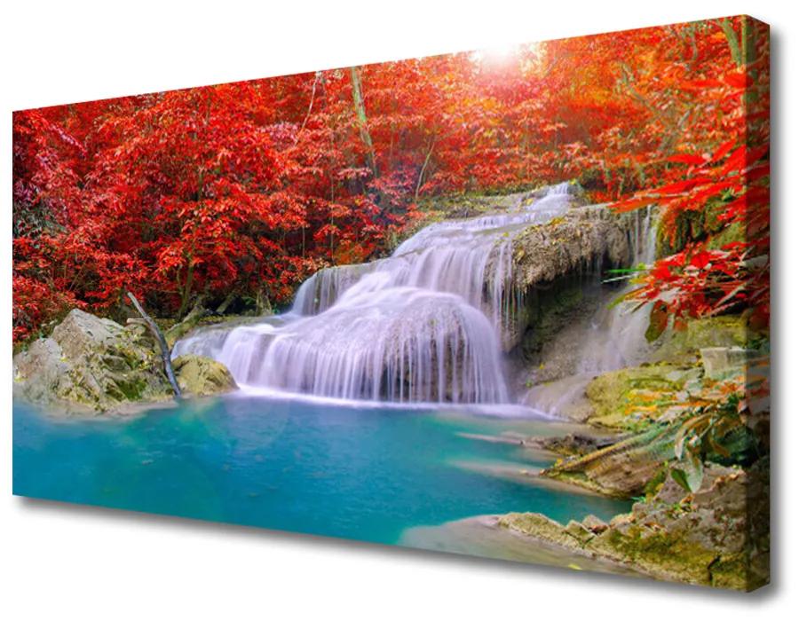 Obraz Canvas Jesenné vodopád les 125x50 cm