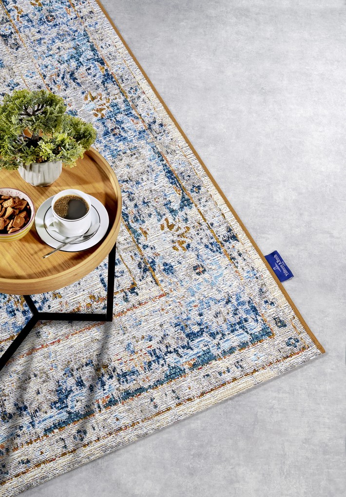 Villeroy & Boch, Kusový koberec Villeroy & Boch 106064 Cream, Blue – na von aj na doma, 120x180, modrá, chodba / predsieň