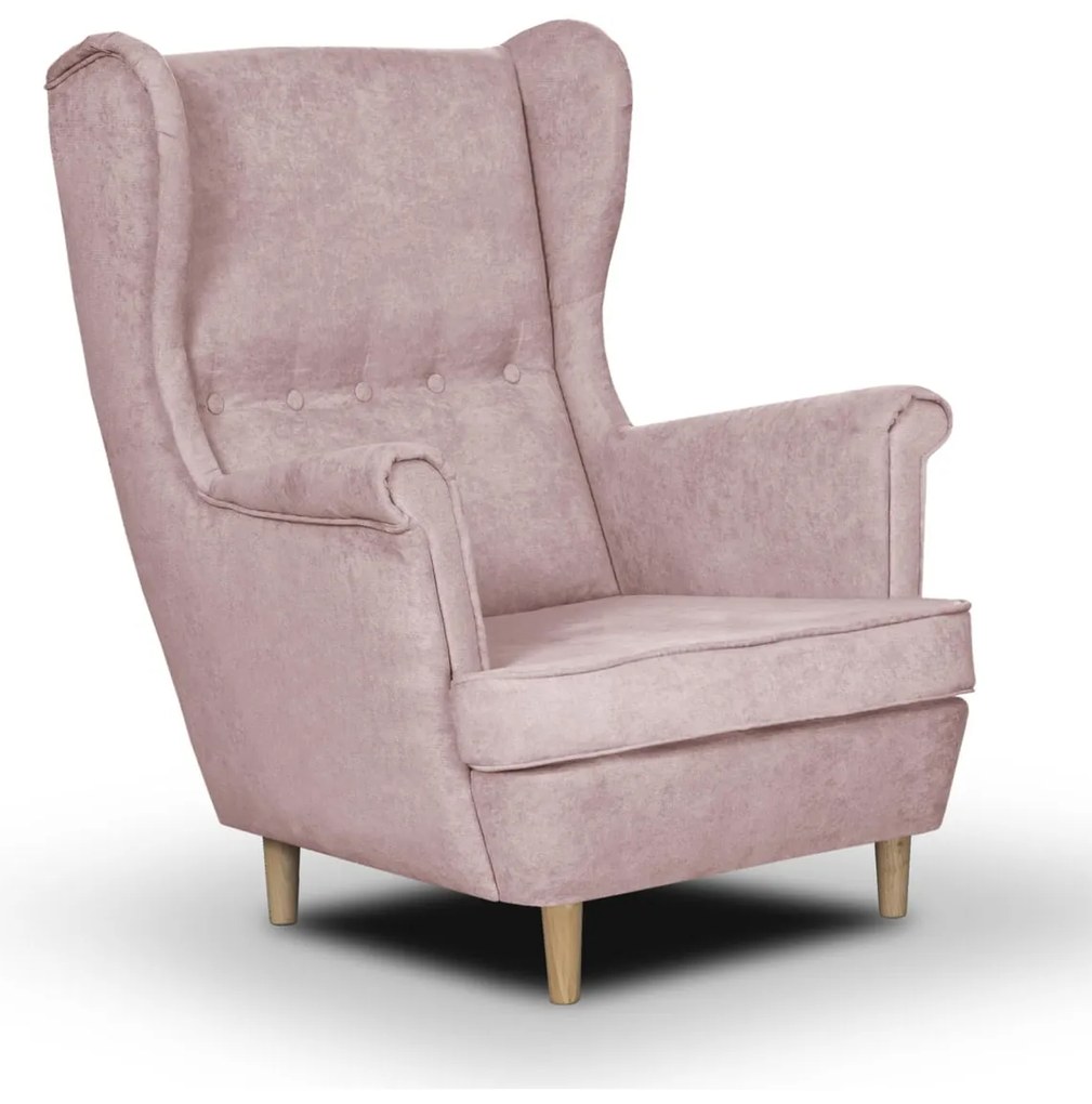 Skandinávske kreslo Ušák ELI Ružová