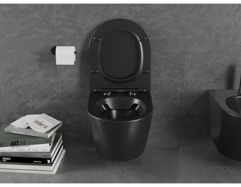 Mexen Lena Rimless závesné WC so sedátkom s pomalým zatváraním, čierna matná - 30221085