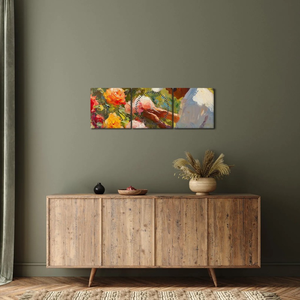 Obraz - Záhradník (s hodinami) (90x30 cm)