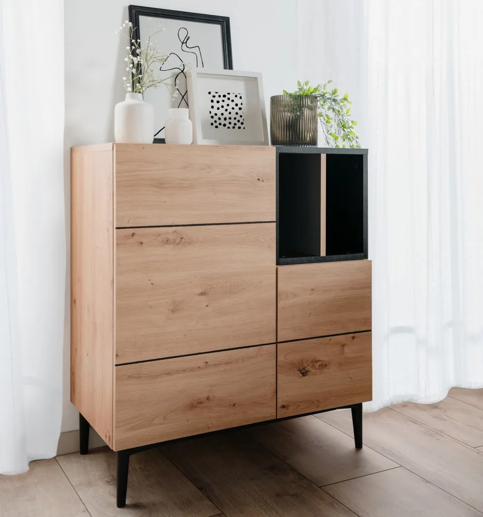 Skrinka 2-dverová Nola, dub artisan/čierna