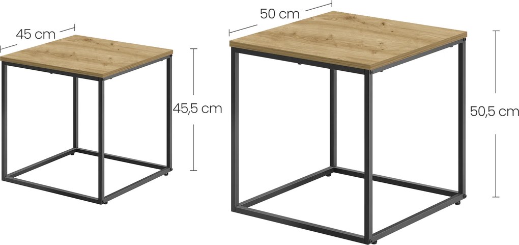 Sada 2ks konferenčných stolíkov QUADRO, dekor dub artisan