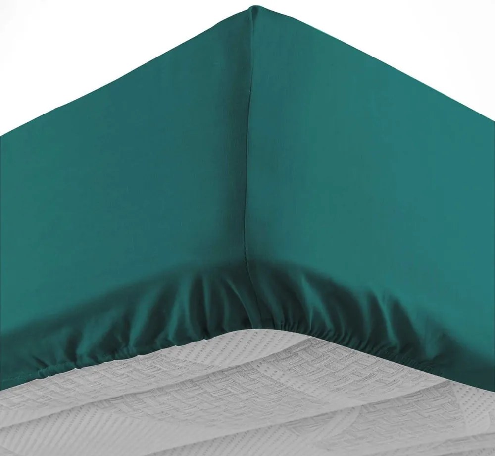 Tmavozelená napínacia bavlnená plachta 160x200 cm Lina – douceur d'intérieur