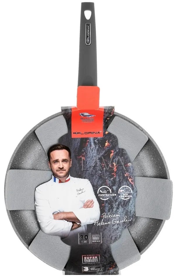 Florina Kamenná panvica Lava Stone MG, 30 cm, sivá, pr. 30 cm