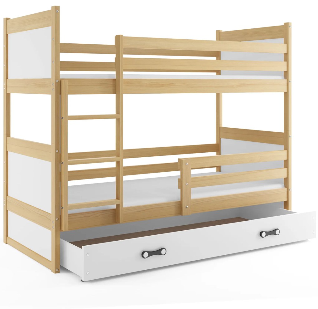 Poschodová posteľ RICO 2 190x90 Borovica - Biela