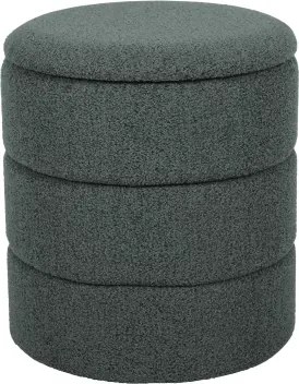 Okrúhly taburet s úložným priestorom Picardo, šedo-zelená látka%
