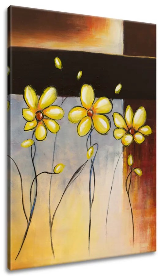 Gario Ručne maľovaný obraz Žlté kvietky Rozmery: 100 x 70 cm