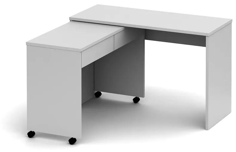 Kondela Rozkladací PC stôl so šuplíkmi, biela, VERSAL NEW