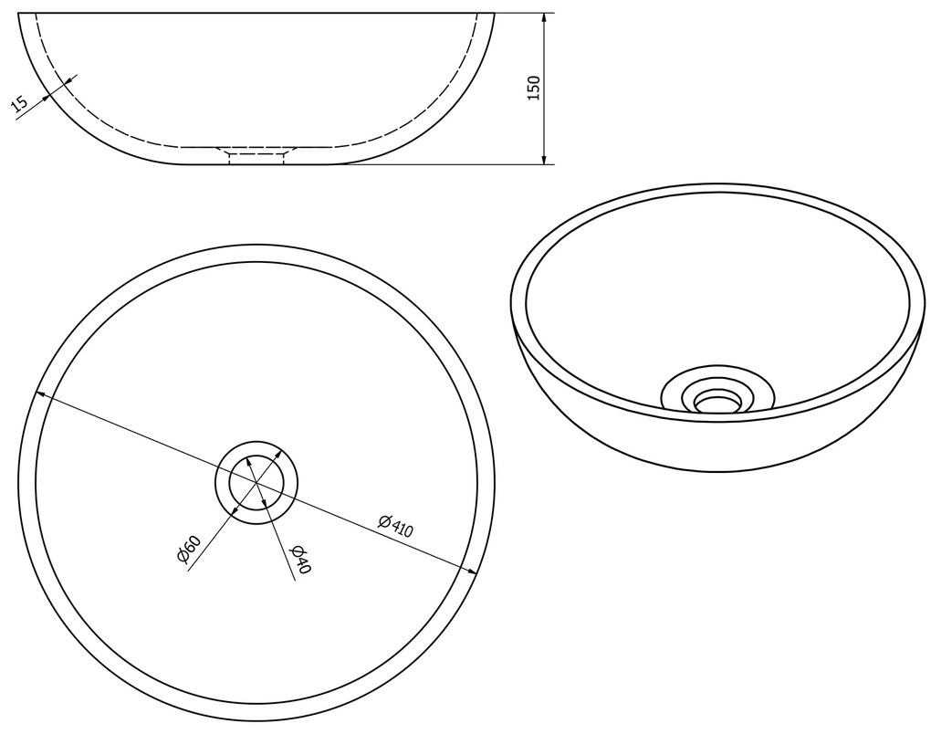 Sapho Sapho, PRIORI keramické umývadlo na dosku Ø 41 cm, hnedá s modrým vzorom, PI023