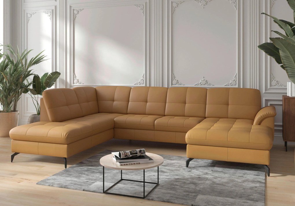 XXXLutz SEDACIA SÚPRAVA, textil, koža, kari žltá Sit & More - Sedačky - 00014401633L
